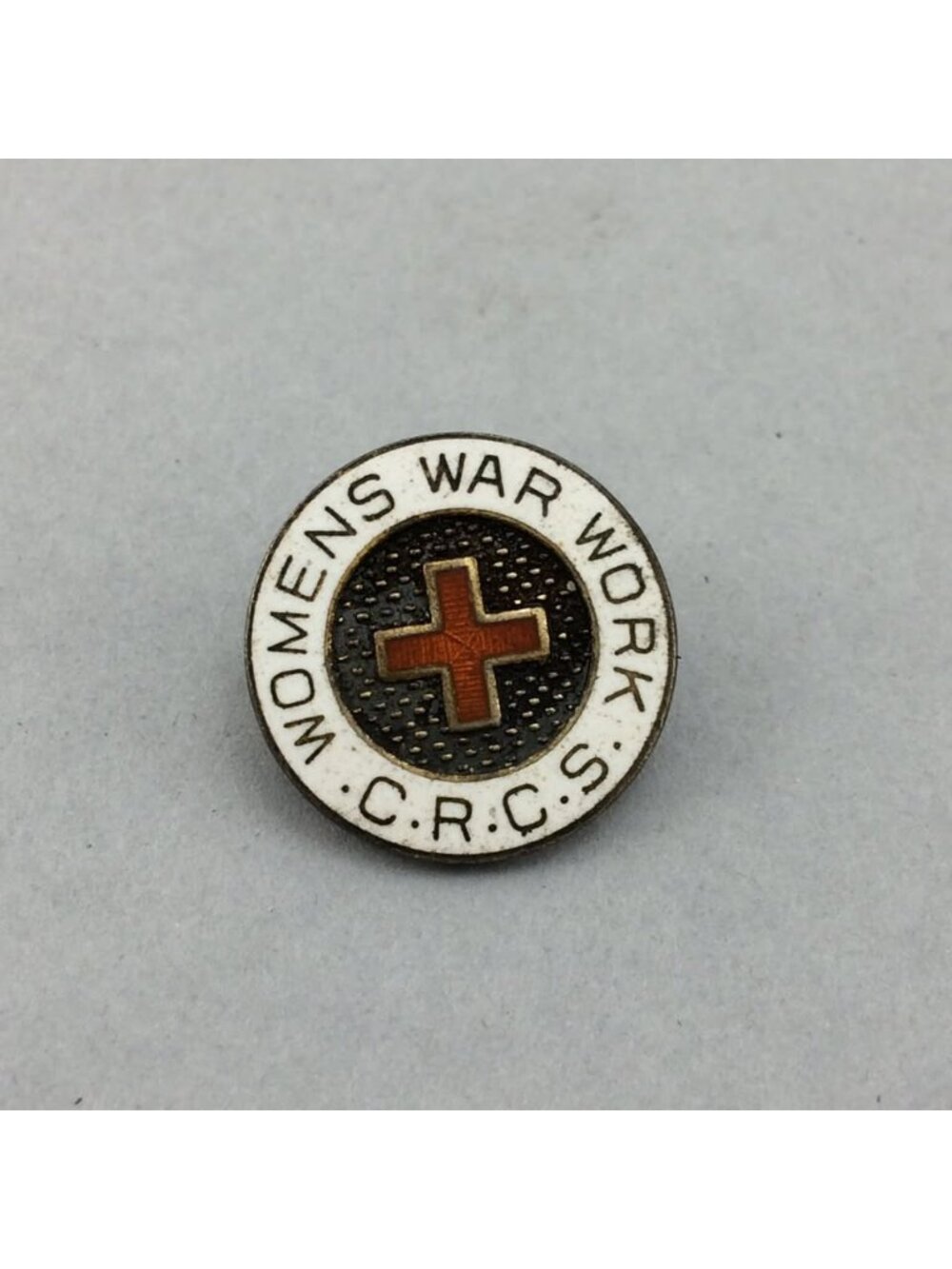 Womens War Work CRCS Enamel and Sterling Silver Pin Badge WWII
